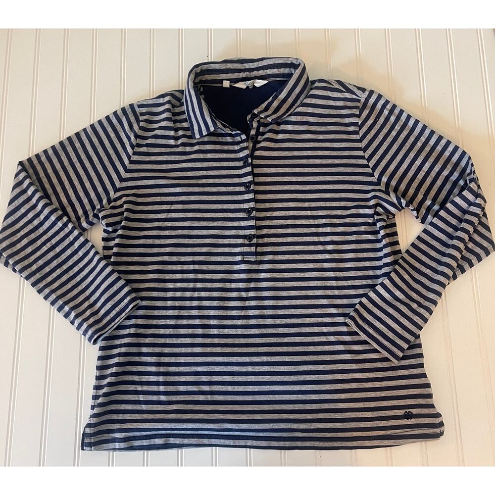 Clover Bobby Jones Striped Golf Polo Cotton Long Sleeve Preppy Size Womens XL